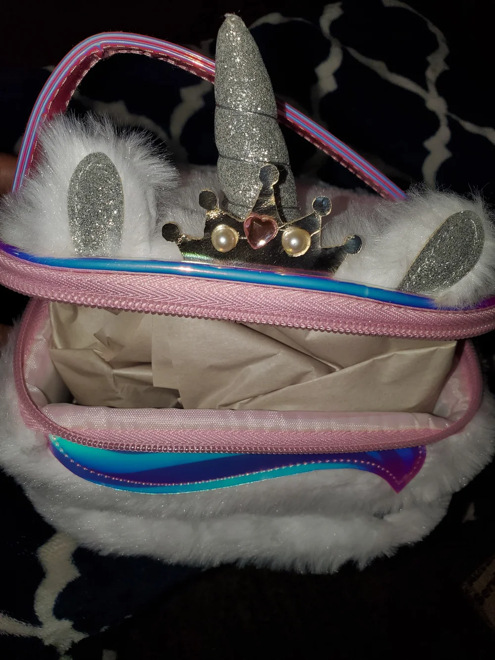 Unicorn Plush Kids Assessories Case and Eye Mask Set - Pink White
